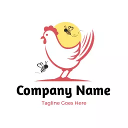 Playful Chicken with Honeybee Companions Logo Template