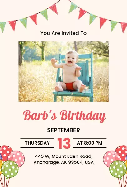 Playful Child's Photo Birthday Celebration Invitation Template