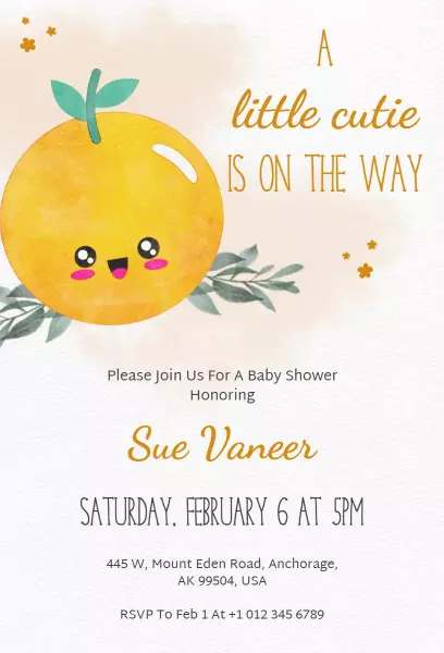 Playful Citrus Fruit Baby Shower Celebration Invitation Template