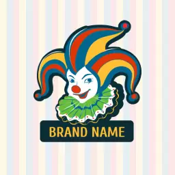 Playful Clown Mascot with Colorful Hat and Ruffled Collar Logo Template