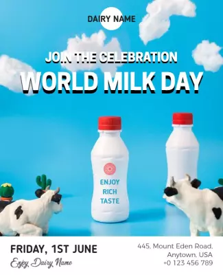 Playful Coastal World Milk Day Celebration Poster Template