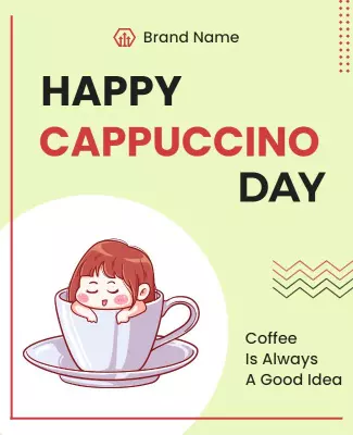 Playful Coffee-Themed Happy Cappuccino Day Poster Template