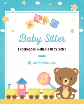 Playful Colorful Baby Sitter Advertisement Poster Template