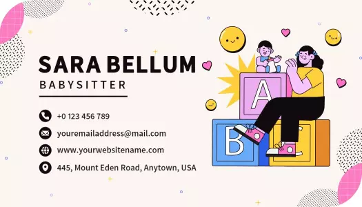 Playful Colorful Babysitting Service Business Card Template