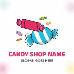 Playful Colorful Candy Design Featuring Sweets and Treats Logo Template