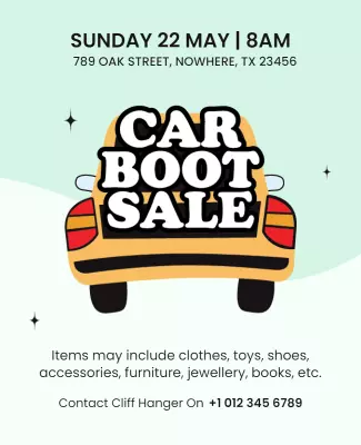 Playful Colorful Car Boot Sale Event Poster Template