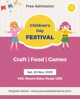 Playful Colorful Children's Day Festival Poster Template