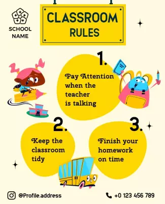 Playful Colorful Classroom Rules Poster Template