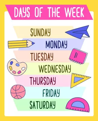 Playful Colorful Days of the Week Educational Poster Template