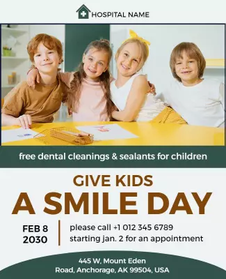 Playful Colorful Dental Health Awareness for Kids Poster Template