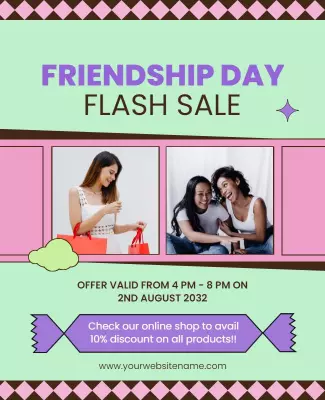 Playful Colorful Friendship Day Flash Sale Poster Template