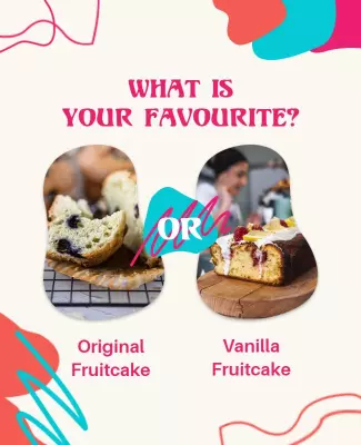 Playful Colorful Fruitcake Preference Poll Poster Template