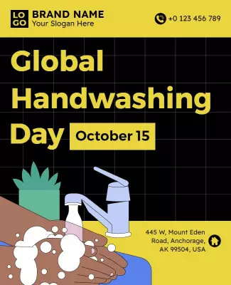 Playful Colorful Global Handwashing Day Awareness Poster Template