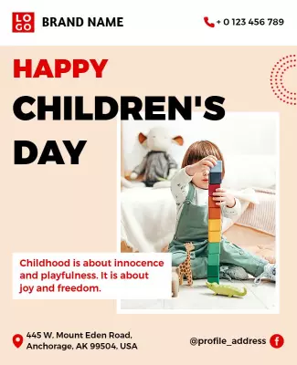 Playful Colorful Happy Children's Day Celebration Poster Template