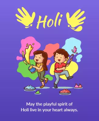 Playful Colorful Holi Celebration Festival Poster Template