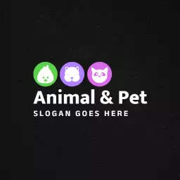 Playful Colorful Icons Representing Animal Care Logo Template
