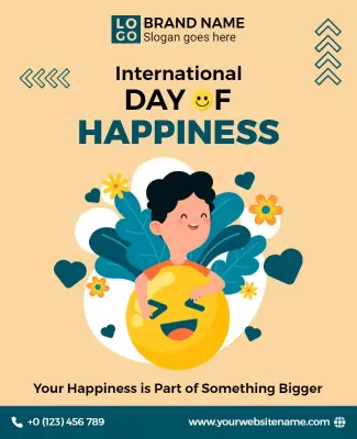 Playful Colorful International Day of Happiness Poster Template
