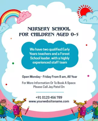 Playful Colorful Nursery School Enrollment Poster Template