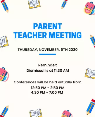 Playful Colorful Parent Teacher Meeting Announcement Poster Template