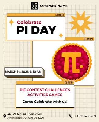 Playful Colorful Pi Day Celebration Activities Poster Template