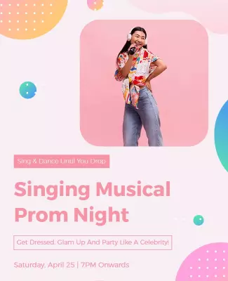 Playful Colorful Singing Musical Prom Night Poster Template