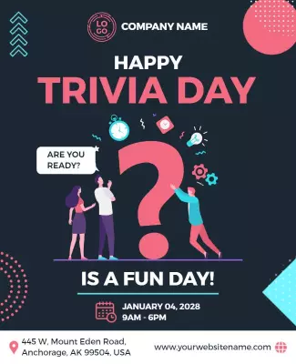 Playful Colorful Trivia Day Event Celebration Poster Template