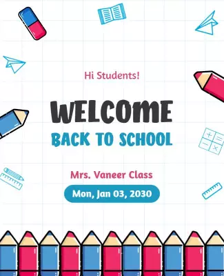 Playful Colorful Welcome Back to School Poster Template