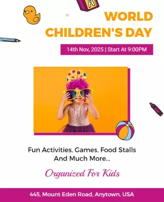Playful Colorful World Children's Day Celebration Poster Template