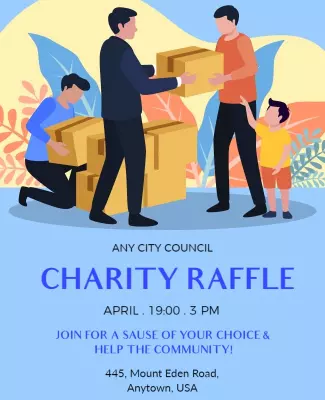 Playful Community Charity Raffle Event Poster Template