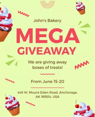 Playful Cupcake Giveaway Announcement Poster Template