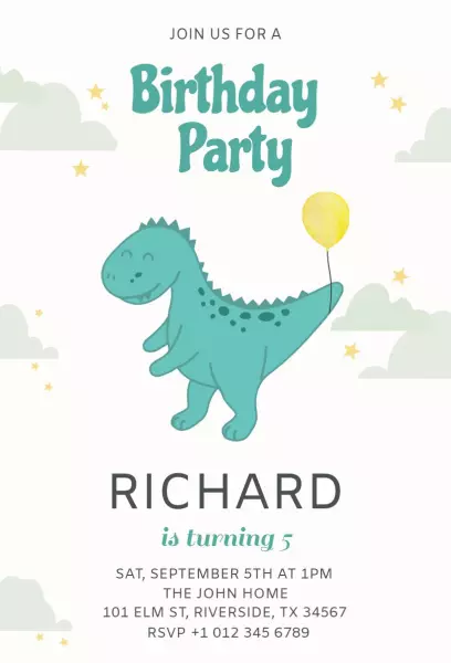 Playful Dinosaur Theme Birthday Celebration Invitation Template
