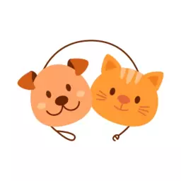 Playful Dog and Cat Illustration Celebrating Pets Logo Template