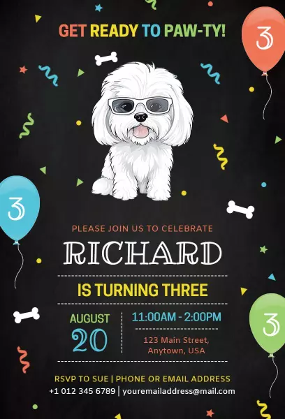 Playful Dog Themed Birthday Celebration Invitation Template