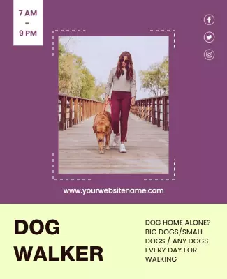 Playful Dog Walking Service Promotional Poster Template