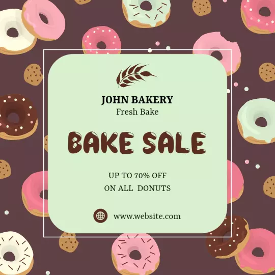 Playful Donut Bake Sale with Discount Offer Ad Template