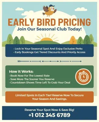 Playful Early Bird Seasonal Club Membership Flyer Template