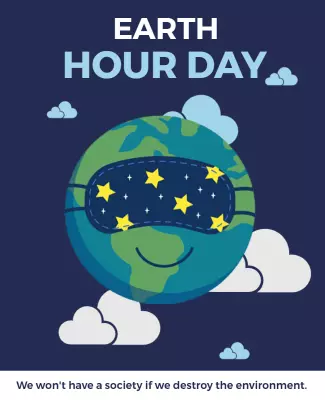 Playful Earth Theme for Earth Hour Day Awareness Poster Template