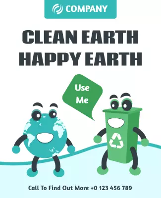 Playful Eco-Friendly Clean Earth Awareness Poster Template