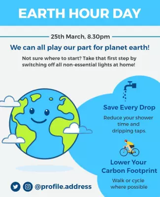 Playful Eco-Friendly Earth Hour Awareness Poster Template
