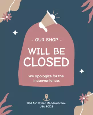 Playful Elegant Shop Closure Notice Poster Template