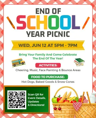 Playful End of School Year Picnic Celebration Flyer Template