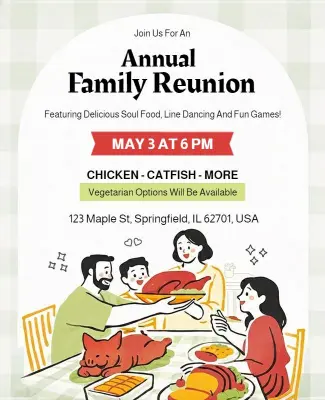 Playful Family Connection Gathering with Soul Food Flyer Template