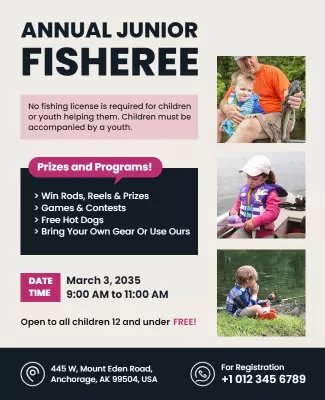 Playful Family-Friendly Junior Fishing Event Poster Template
