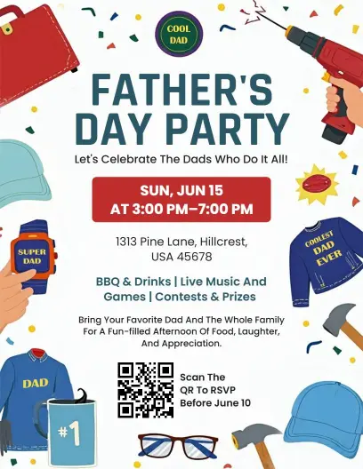 Playful Father's Day Celebration Party Flyer Template