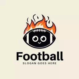 Playful Football Design with Fiery Flames Logo Template