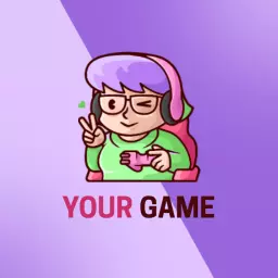Playful Gamer Character in Purple Themed Esports Logo Template