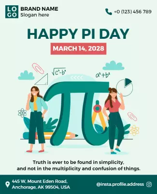 Playful Geometry Themed Happy Pi Day Celebration Poster Template
