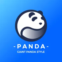 Playful Giant Panda Design on Bright Blue Background Logo Template