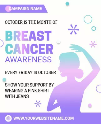 Playful Gradient Pink Breast Cancer Awareness Poster Template