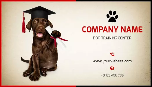 Playful Graduation Dog Training Center Business Card Template